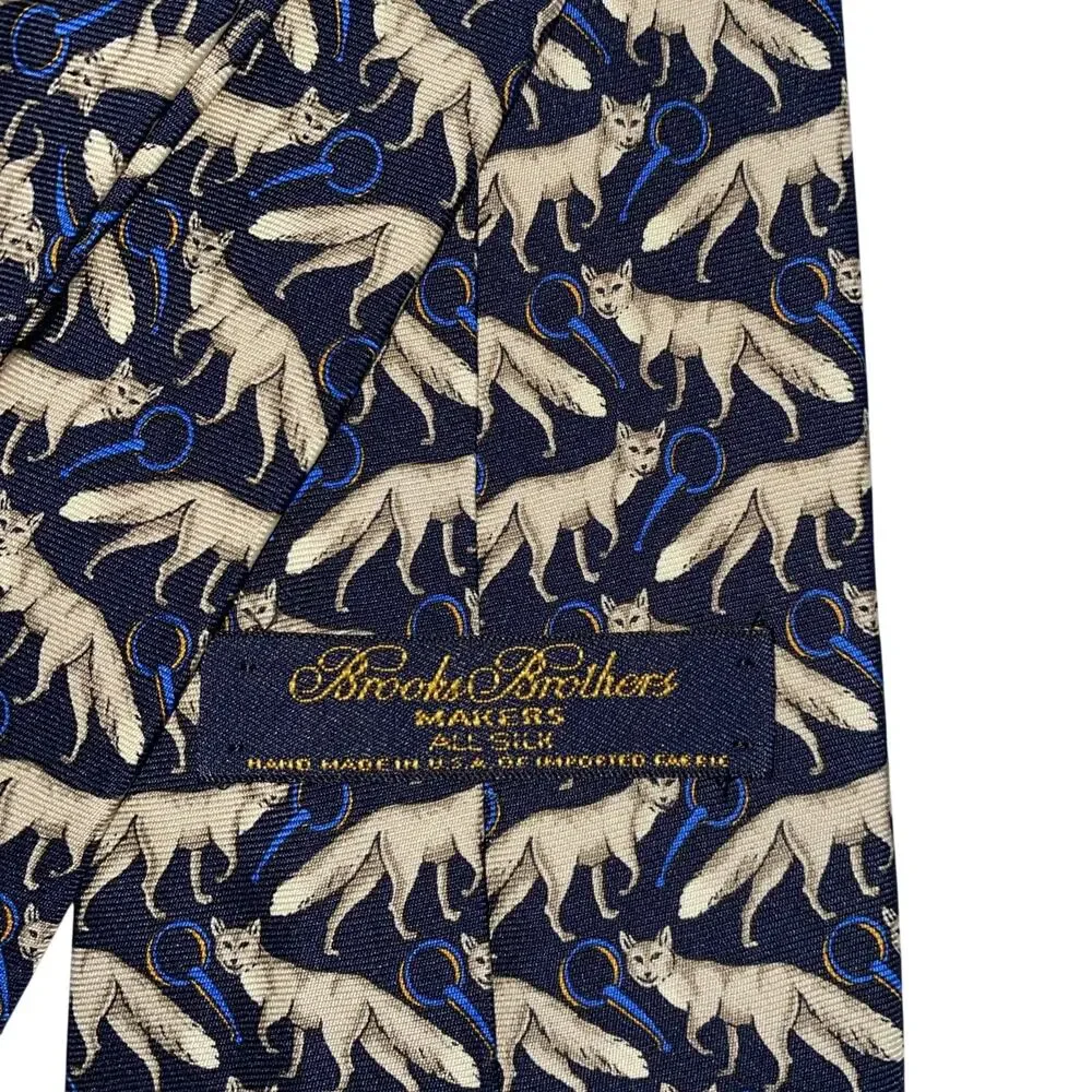 Brooks Brothers Makers Blue Wolf Men Silk Necktie Woven Italy Made USA